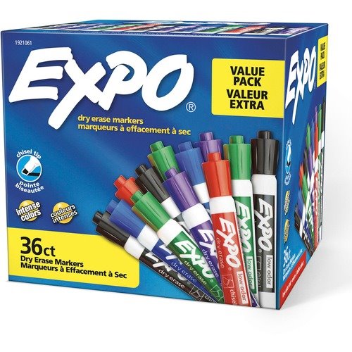 EXPO Low-Odor Dry-Erase Markers, Chisel Point, Pastel Colors, Pack