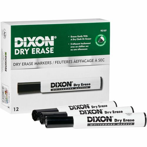 Dry Erase Markers, Chisel Tip, Black, Pack of 12 - DIX92007, Dixon  Ticonderoga Company