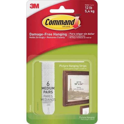 2Pc 3M Command Large Foam Adhesive Strips 4 in. L 6 pk