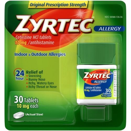 Zyrtec Johnson And Johnson Zyrtec Allergy Tablets 10mg 30bx Green