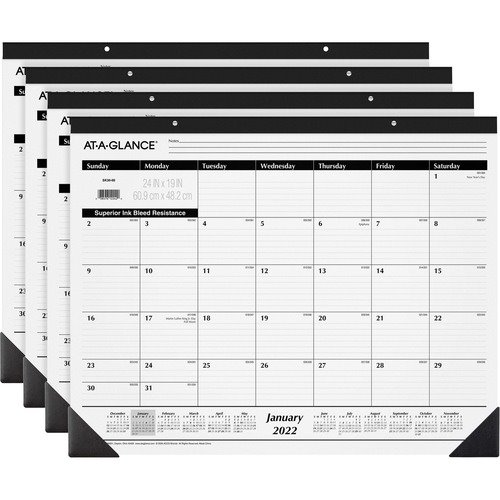 AtAGlance® Acco Desk Calendars,1PPM,12 Mths,JanDec,24"x19" ,4/BD,BK