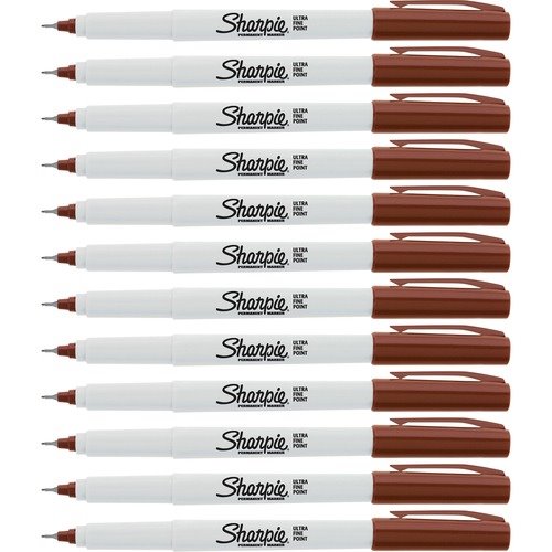 12 Sharpie Ultra Fine Permanent Markers Brown 37117 for sale online