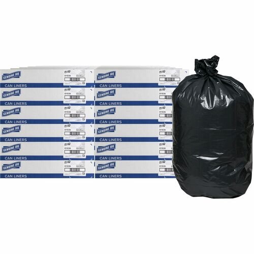 Genuine Joe® Trash Bags, Heavy-Duty, 1.5 Mil, 55-60 Gal, 4800/Pl, Black ...