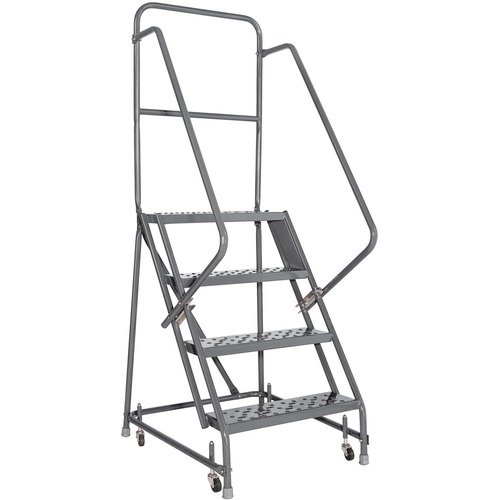 Louisville Ladder, 4-Step, Rolling, Handrail, Steel, 27