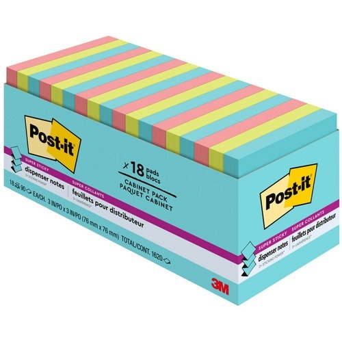 Post-it Notes 76 x 76 mm Super Sticky Notes, Miami Colour Collection, 6  Pads (90 Sheets per pad)