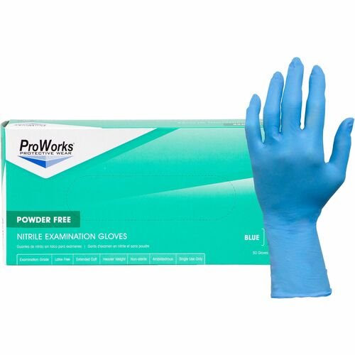 ProWorks Hospital Specialty Company Large Blue Nitrile Exam Gloves, Non ...