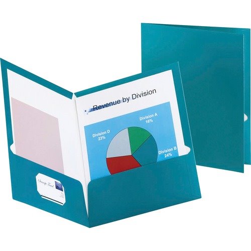 Oxford Two-Pocket Laminated Folder, 100-Sheet Capacity, Metallic Teal ...