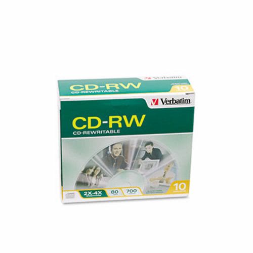 Verbatim Cd Rw Discs 700mb 80min 2x 4x Slim Jewel Case Matte Silver
