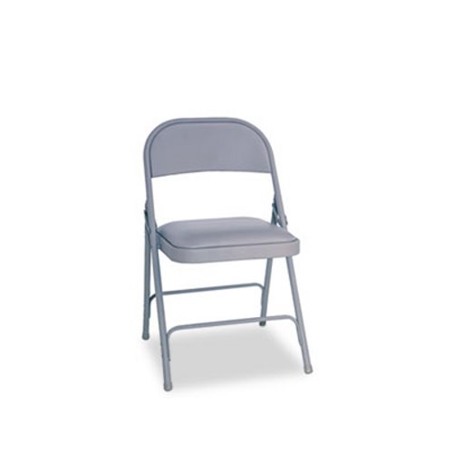 Alera Steel Folding Chair With Two Brace Support Light Gray Seat