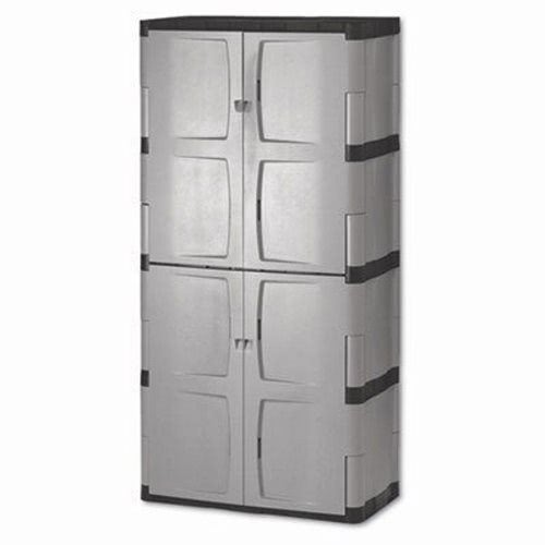 Rubbermaid 7083 Double-Door Storage Cabinet - Base/Top - Gray/Black -  Storage Sheds - Cleaning