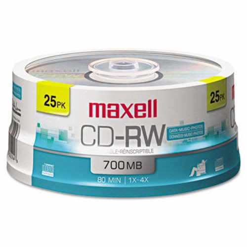 Maxell Cd Rw Discs 700mb 80min 4x Spindle Silver 25