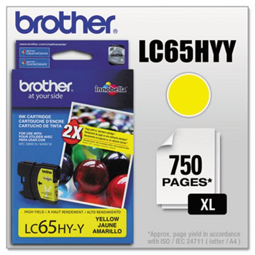Brother LC65HYY High-Yield Ink Cartridge 750 Page-Yield Yellow 