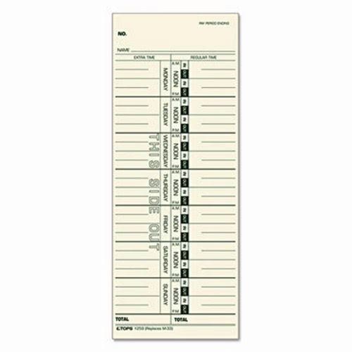 Tops® Time Card for Acroprint, IBM, Lathem, Simplex, Weekly, 100 Cards (TOP12593)
