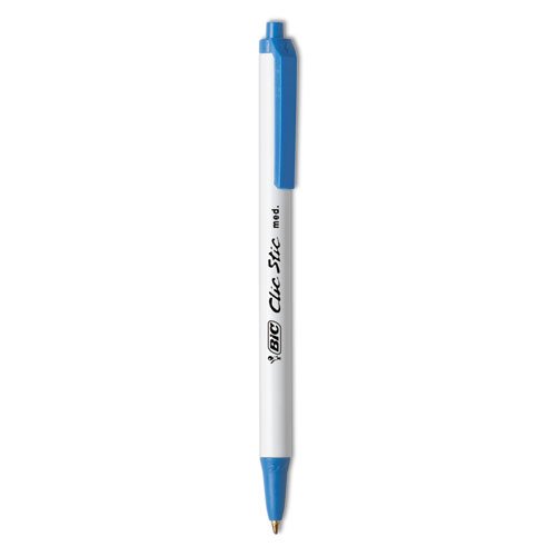 BIC® Clic Stic Ballpoint Retractable Pen, Blue Ink, Medium, Dozen ...