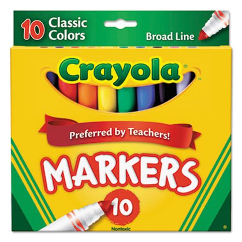 Crayola Non Washable Markers Broad Point Classic Colors 10 Set Cyo587722