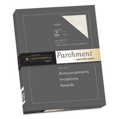 Southworth Parchment Specialty Paper, Ivory, 24 lbs., 8-1/2 x 11, 100/Box