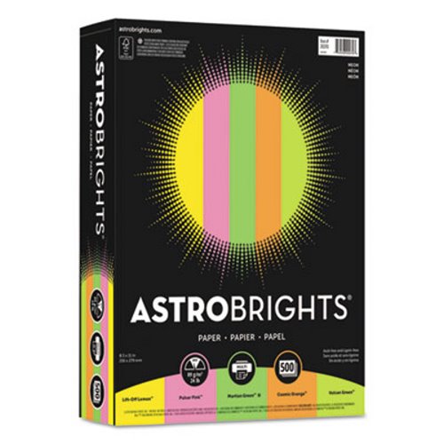 Astrobrights Color Paper -Bright Assortment, 24lb, 8.5 x