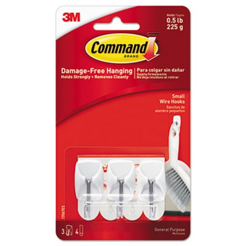 Command Wire Hooks, General Purpose, Small - 3 hooks