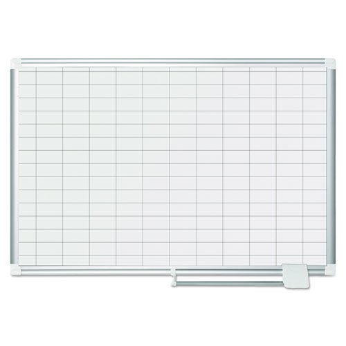 MasterVision Magnetic Steel Dry-Erase Planning Board, 1 x 2 Grid, Aluminum Frame, 24 x 36