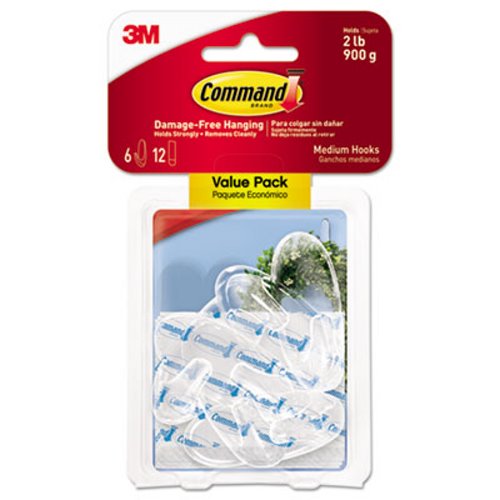 Command Hooks with Medium Strips Set, Clear