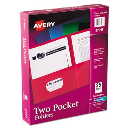 Assorted Colors Embossed Paper 30-Sheet Capacity Avery  Two-Pocket Portfolio 