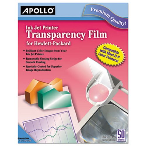 Apollo Inkjet Printer Transparency Film, Clear, 50 Sheets APOCG7031S