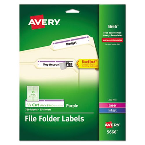 Avery® 5666 Self-Adhesive File Folder Labels, Purple Border, 750