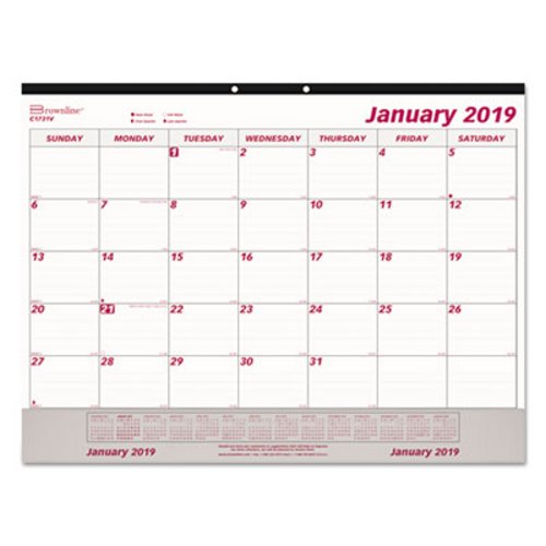 Brownline Monthly Desk Pad Calendar White Maroon 2020 Redc1731v