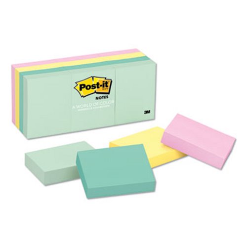 PK Five Pastel Colors Post-it Notes 3 x 5 5 100-Sheet Pads/Pack MMM655AST 
