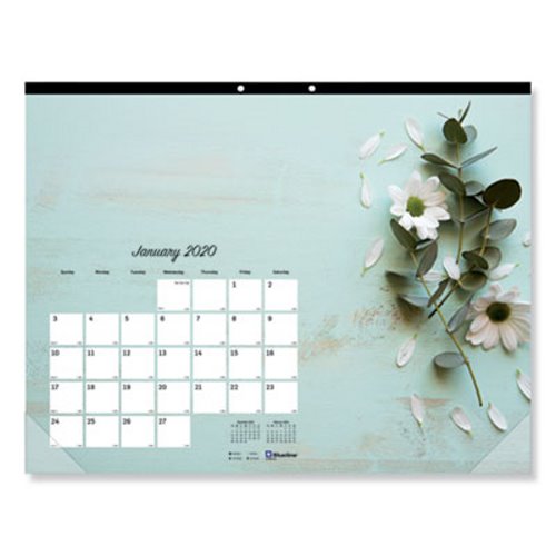 Blueline Romantic Monthly Desk Pad Calendar 22 X 17 Blossoms