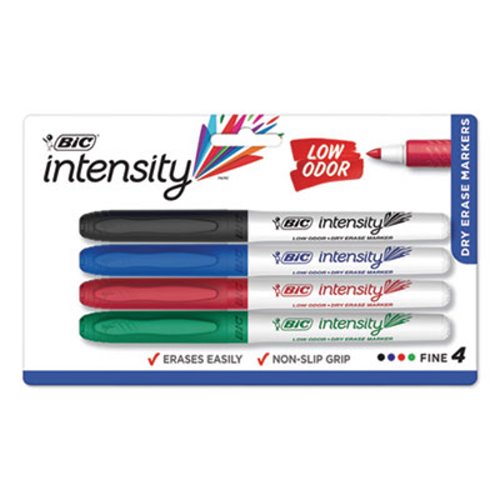 Bic Great Erase Grip Dry Erase Markers, Fine Point, Assorted - 4 markers