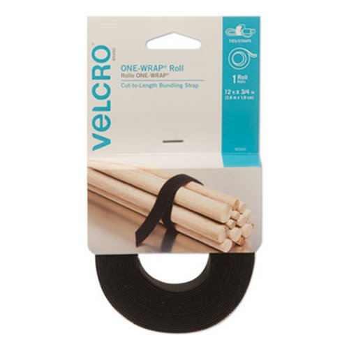 Velcro® One-Wrap® Reusable Tie Rolls, 3/4 x 12 ft., Black (VEK90340)  75967903404