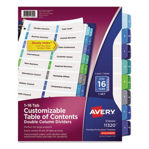 Avery® Ready Index Two-Column Table of Contents Divider, Title: 1-16 ...