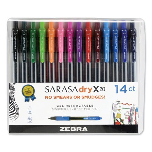 Zebra Sarasa Retractable Gel Pen Set, Assorted, 14 Pens ZEB46824