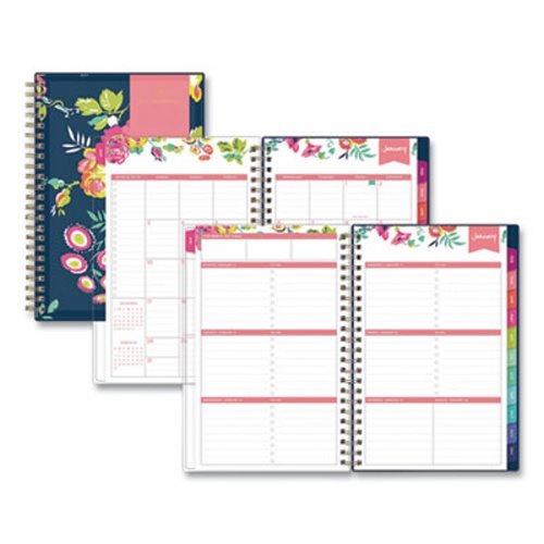 Navy/Floral 2021 103617 11 x 8.5 Day Designer CYO Weekly/Monthly Planner