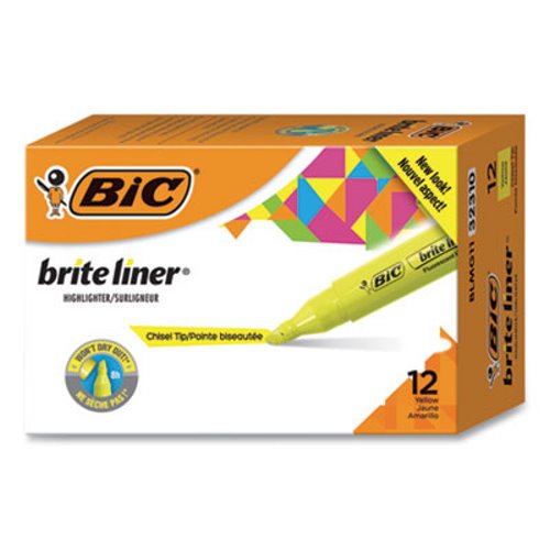 BIC® Brite Liner Grip XL Highlighter, Chisel Tip, Fluorescent