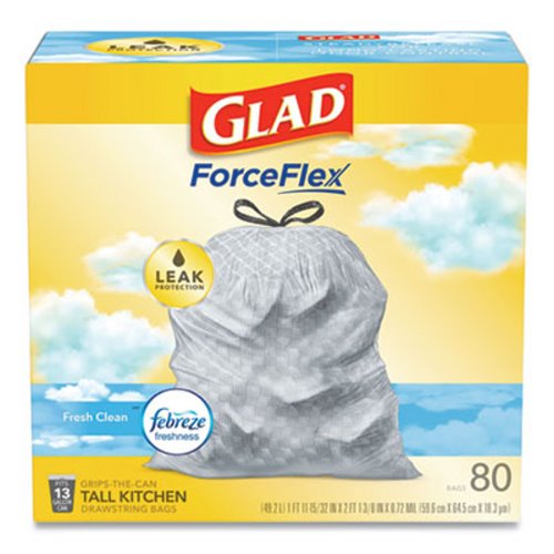 Glad ForceFlex Tall Kitchen Drawstring Trash Bags CLO70359