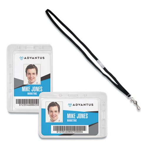 Advantus Antimicrobial ID and Security Badge and Lanyard Combo Pack ...