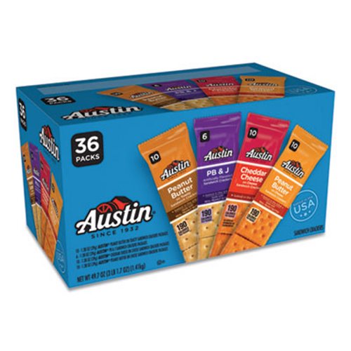 Austin Variety Pack Crackers Assorted Flavors 1 38 Oz Pack 36 Box Keb10104