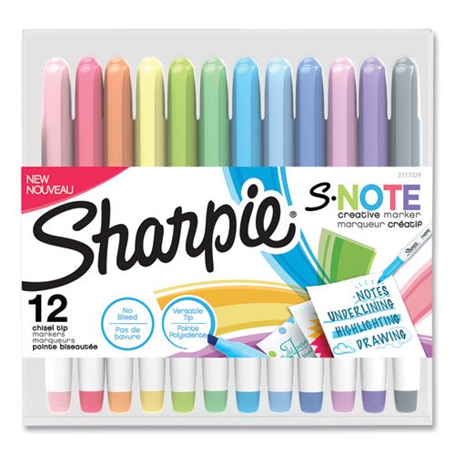 Sharpie No Bleed Note-Taking Markers, 12-Count