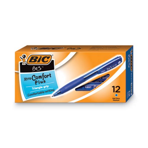 BIC BU3 Retractable Ballpoint Pens, 1.0 mm, Blue Ink, Blue Barrel - 12 pack