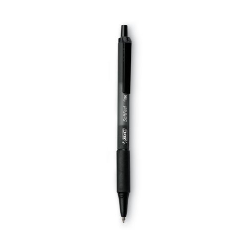 BIC® Soft Feel Ballpoint Retractable Pen, Black Ink, Fine, Dozen BICSCSF11BK