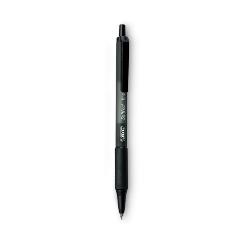 BIC® Soft Feel Ballpoint Retractable Pen, Black Ink, Medium, Dozen  BICSCSM11BK