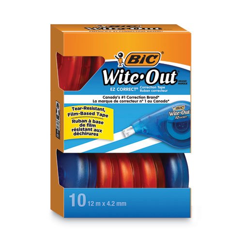 BIC Wite-Out EZ Correct Correction Tape, Non-Refillable, 1/6 x 472 - 10 pack
