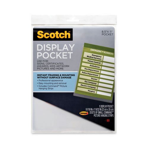 Scotch Display Pocket, Removable Interlocking Fasteners, Plastic, Clear