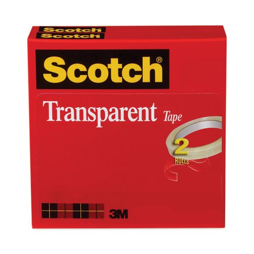 Scotch® Transparent Tape 600-2P12-72, 1/2 x 2592, 3 Core, Transparent, 2  Rolls MMM6002P1272