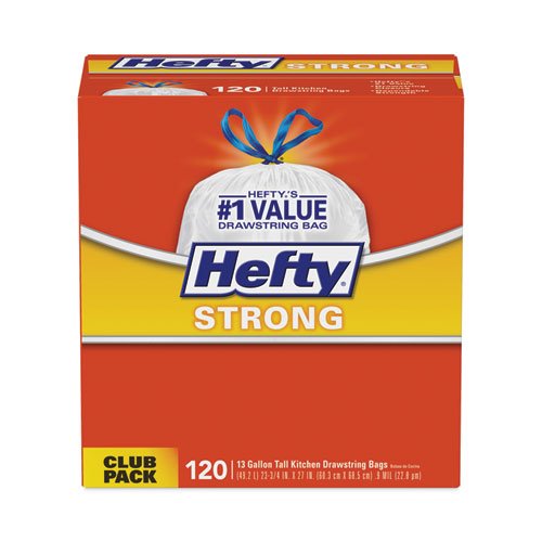 HEFTY 13 gal. Ultra Strong Tall Kitchen and Trash Bags, 0.9 mil, 23.75 in.  x 24.88 in., White, 110/Box at Tractor Supply Co.