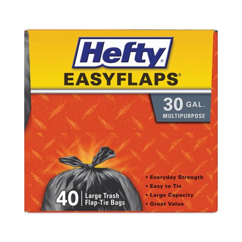 Hefty 30-Gallons Black Plastic Can Flap Tie Trash Bag (240-Count