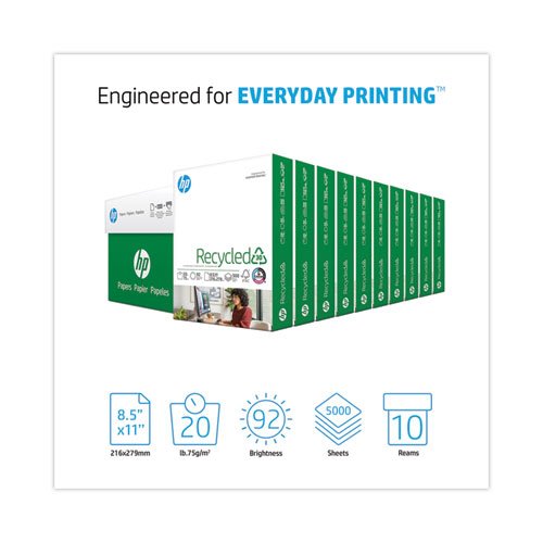 HP Office 20 Printer Paper, 92 Bright, 20 lb, White, 8-1/2 x 11, 10  Reams, 5000 Sheets