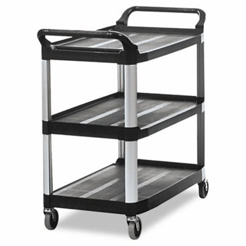 RCP 4091 BLA Rubbermaid Xtra Open Sided Utility Cart w/3 Shelves Black 